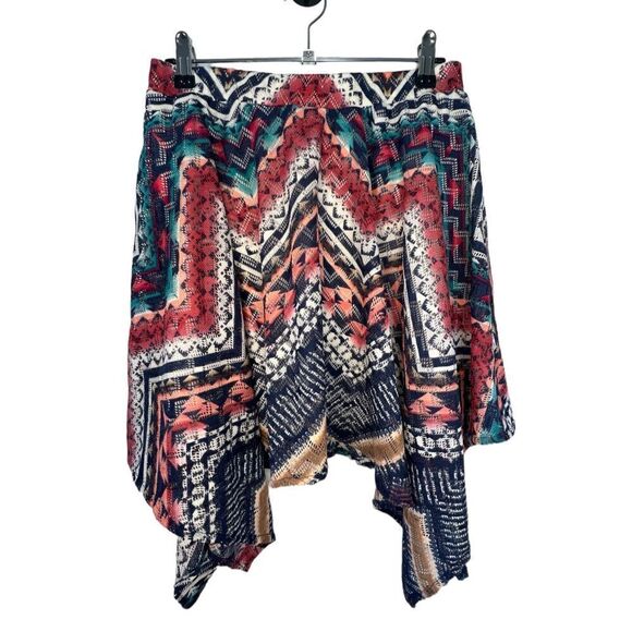 Vanity Colorful Boho Crochet A-Symmetrical Flowy Stretchy Skirt - Picture 3 of 5
